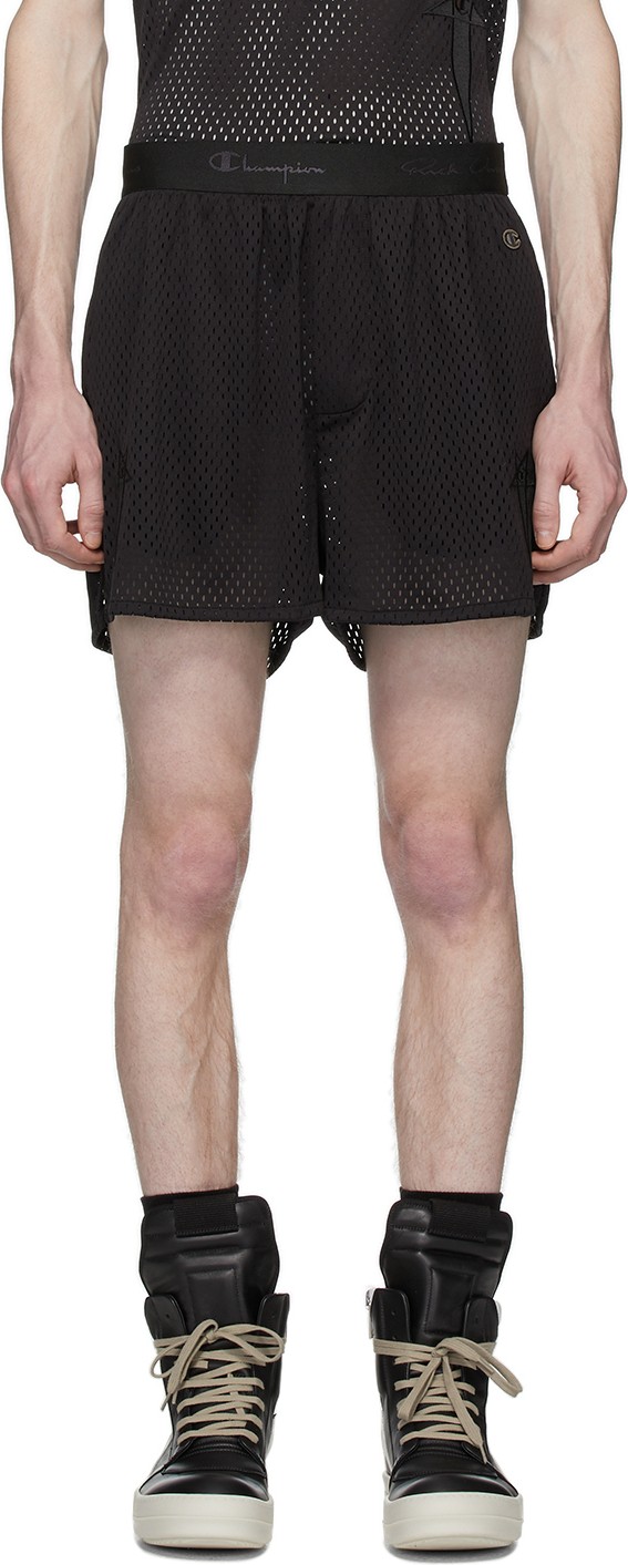 Rick Owens Black Champion Edition Mesh Dolphin Boxer Shorts
