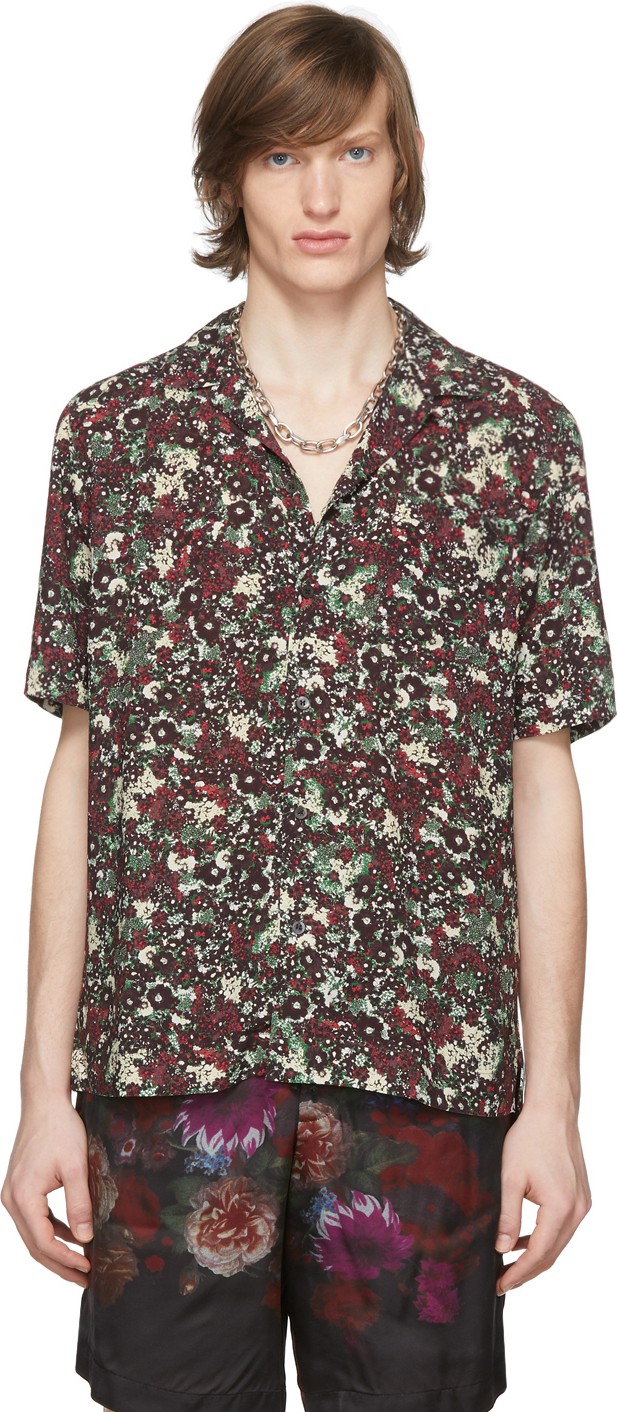 Dries Van Noten Burgundy Floral Carltone Shirt