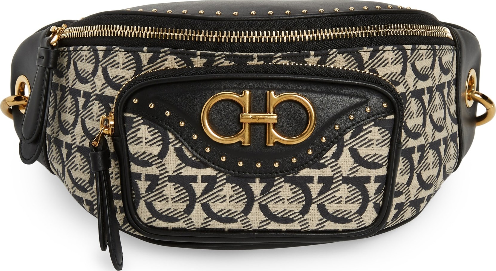 Salvatore Ferragamo Leather & Jacquard Belt Bag