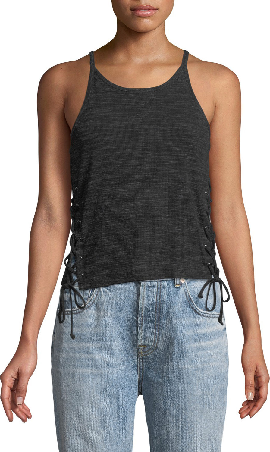 cupcakes and cashmere Carlin Lace-Up Tank Top