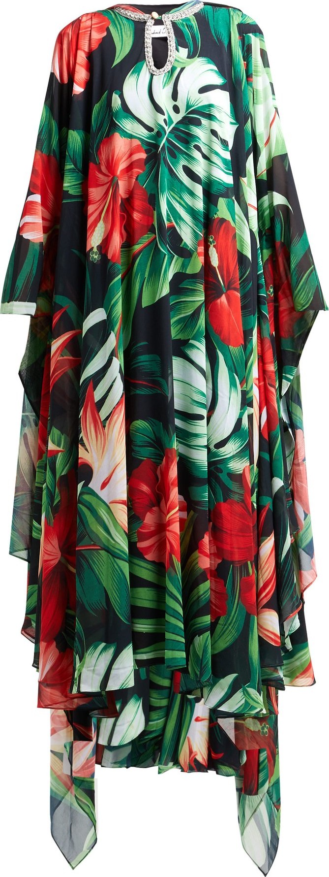 Richard Quinn Crystal-embellished hibiscus-print crepe gown