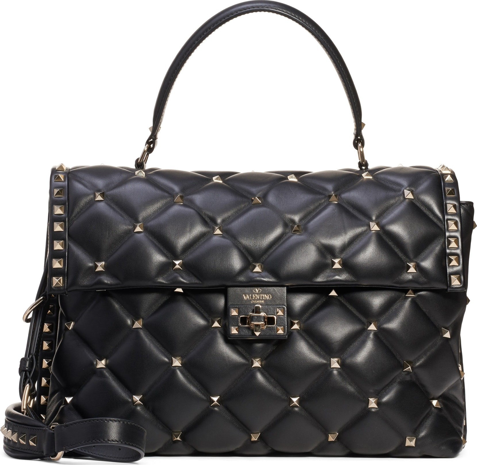 Valentino Large Candystud Lambskin Top Handle Satchel
