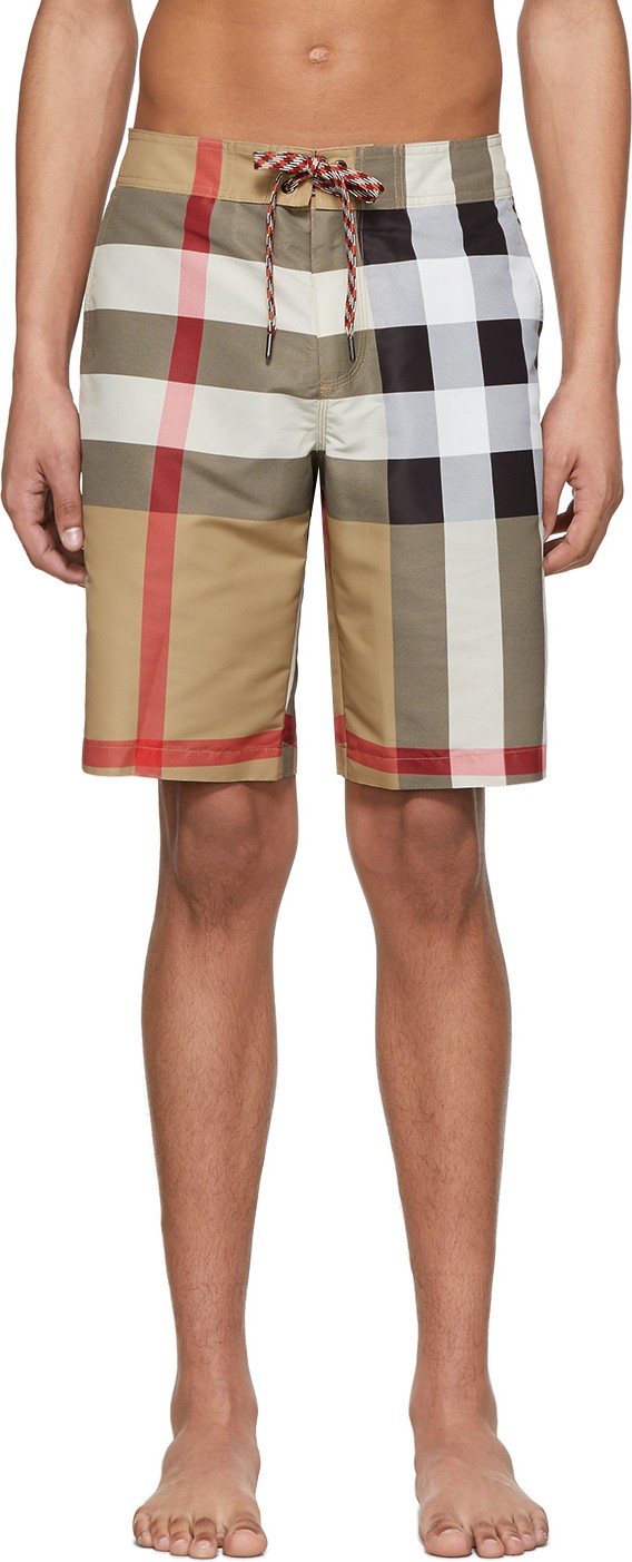 Burberry London England Beige Check Breton Swim Shorts