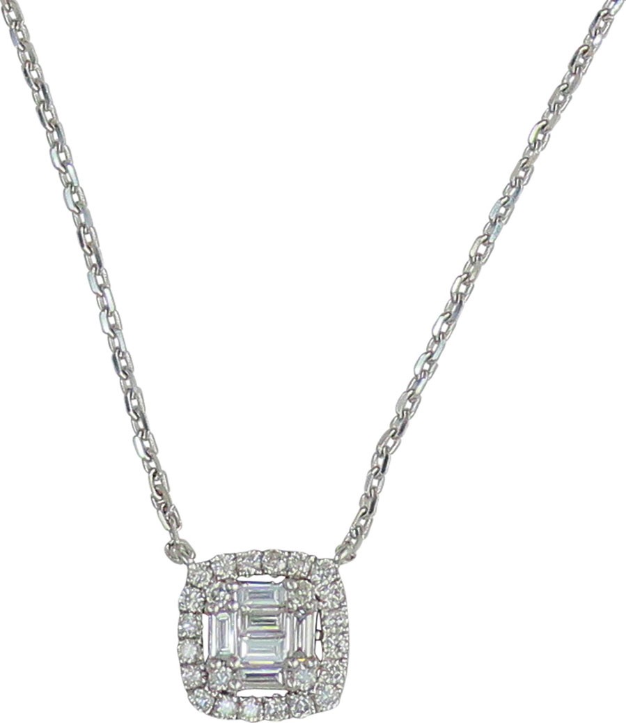 Frederic Sage 18k White Gold Diamond Cushion Pendant