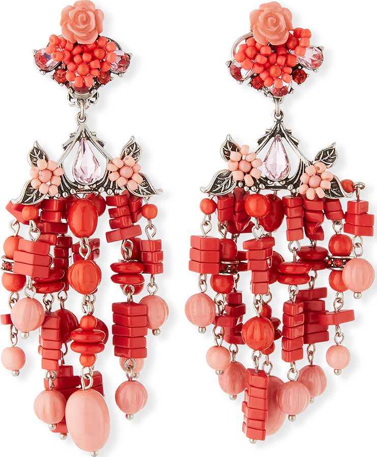 DANNIJO Lionel Beaded Chandelier Clip-On Earrings