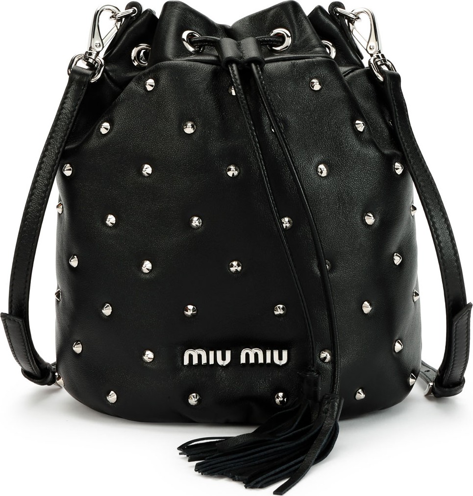 Miu Miu Leather Studded Bucket Bag