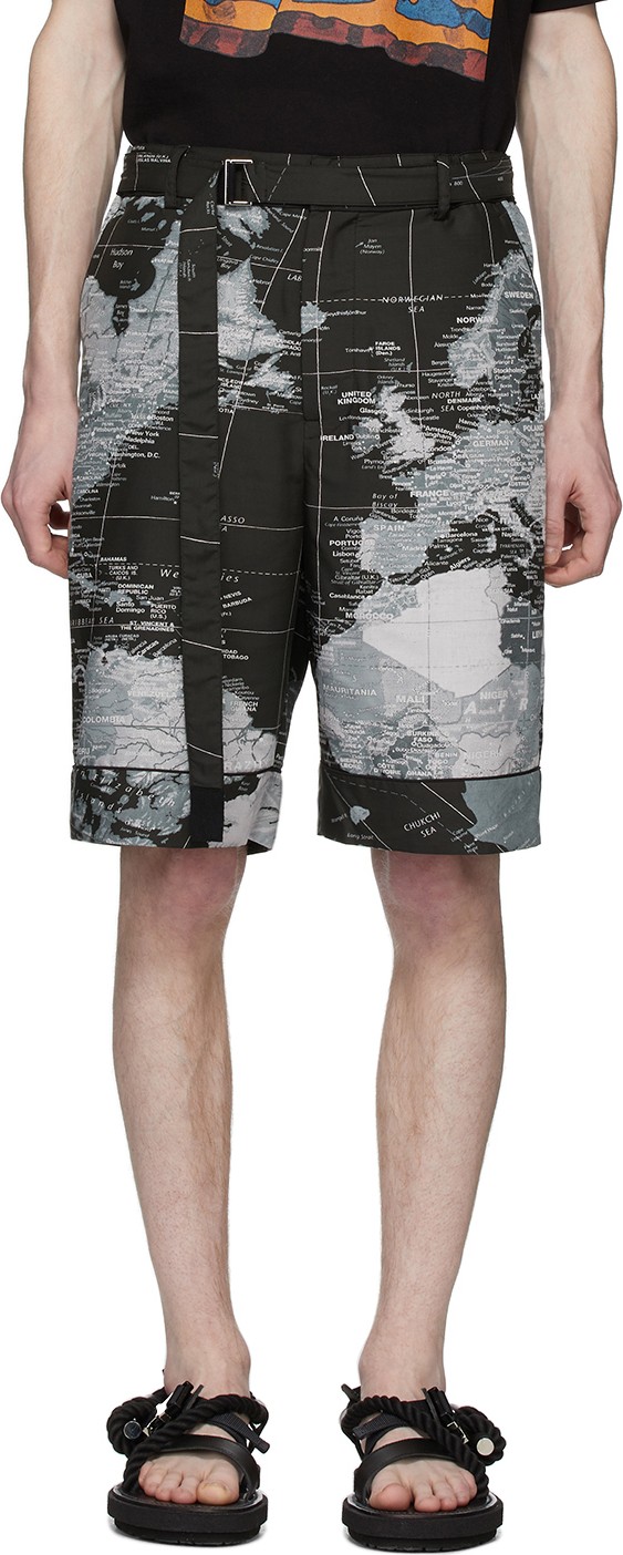 Sacai Black World Map Shorts