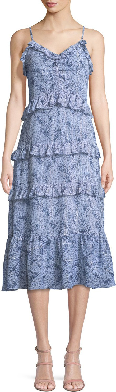 MICHAEL MICHAEL KORS Paisley-Print Ruffled Midi Dress MICHAEL MICHAEL KORS Paisley-Print Ruffled Midi Dress