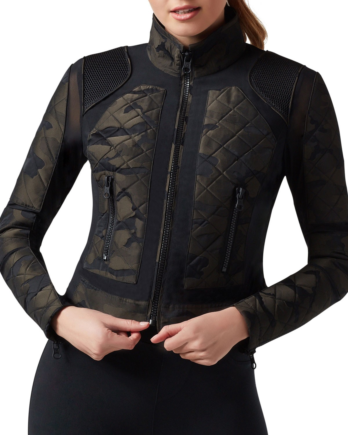 Blanc Noir Camo Mesh Moto Jacket
