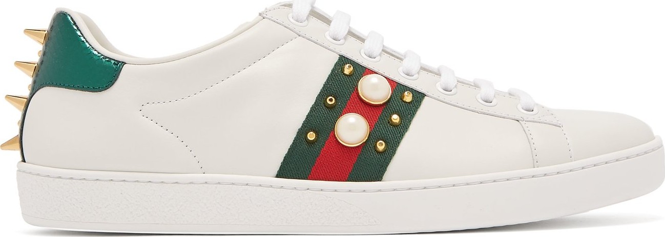Gucci New Ace stud-embellished leather trainers