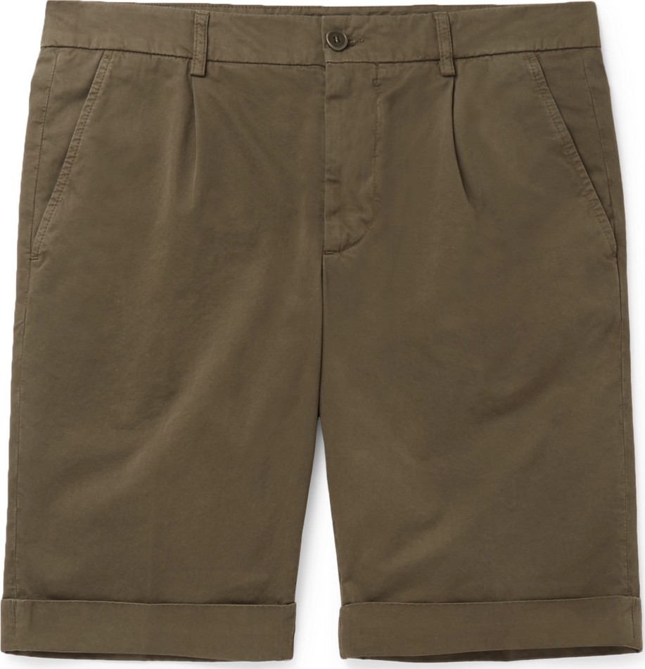 Aspesi Slim-Fit Pleated Cotton-Twill Chino Shorts