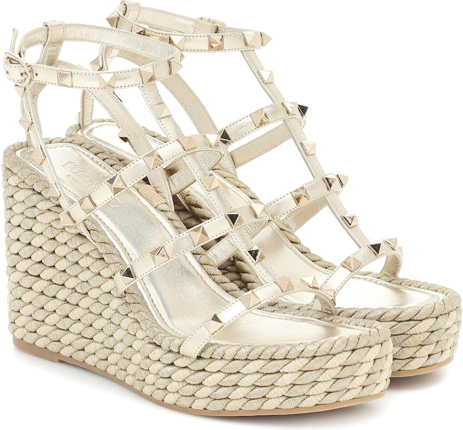 Valentino Valentino Garavani Torchon leather wedge sandals