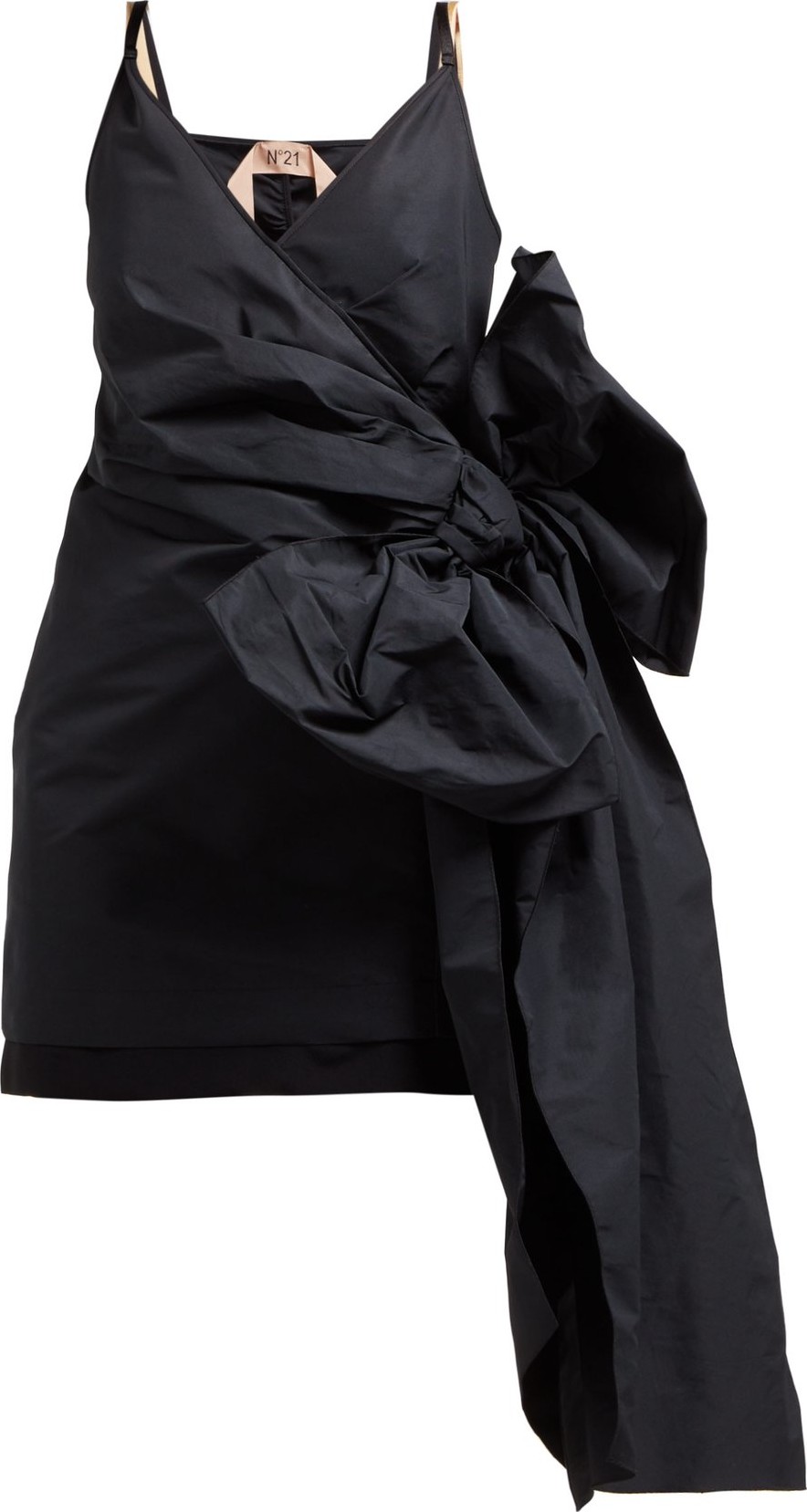 Nº21 Side bow-embellished twill mini dress