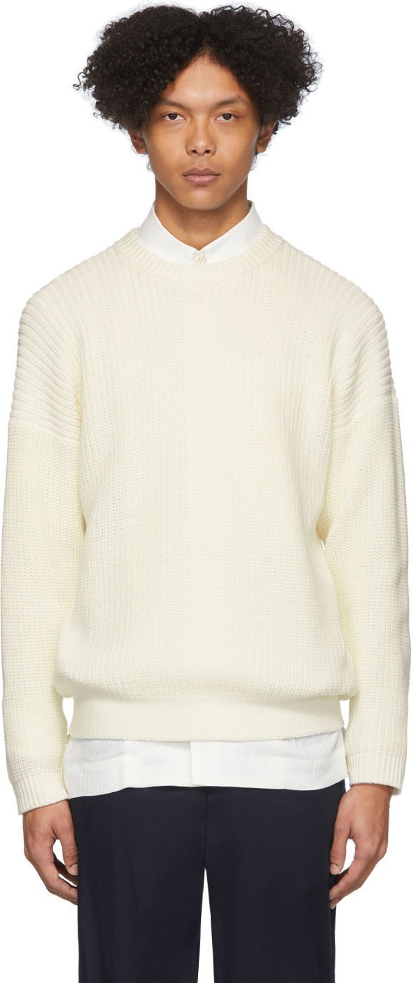 Issey Miyake Men White Low Gauge Sweater