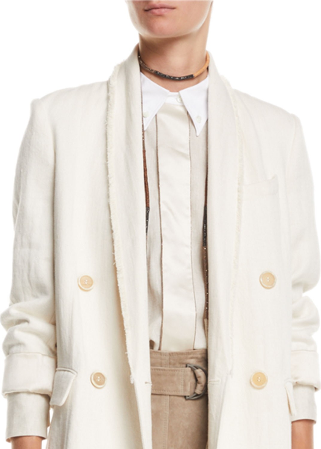 Brunello Cucinelli Monili and Leather Wrap Necklace