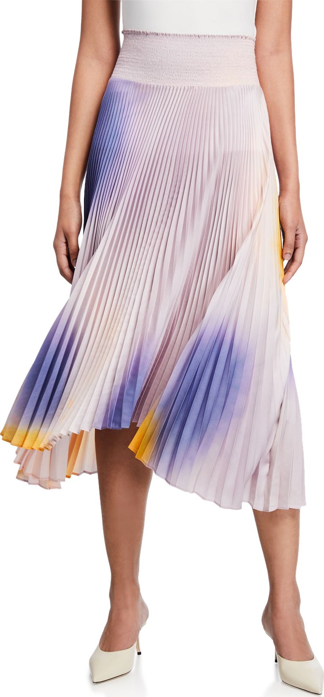 A.L.C. Sonali Pleated Asymmetrical Midi Skirt