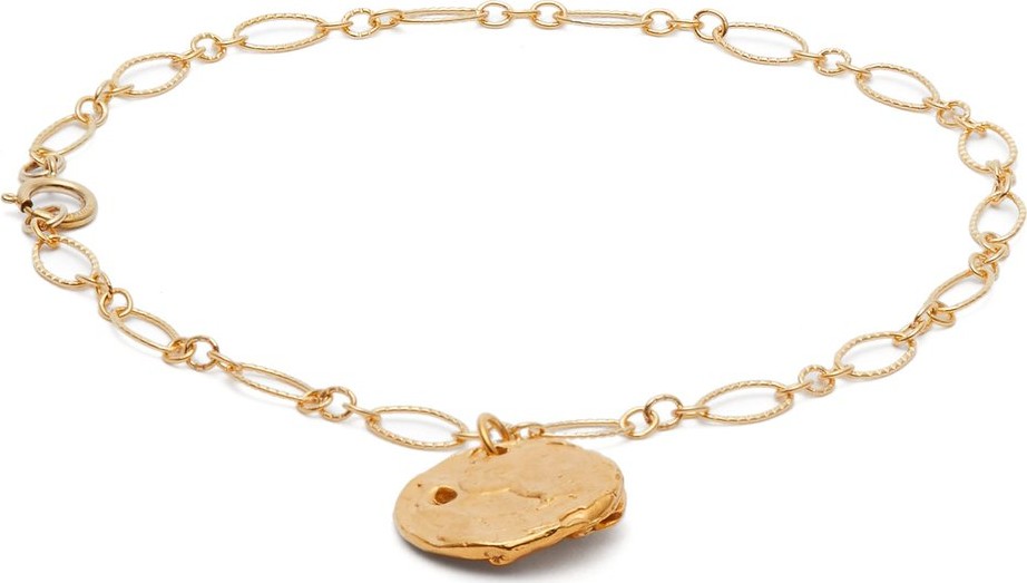 Alighieri Coin-charm 24kt gold-plated anklet