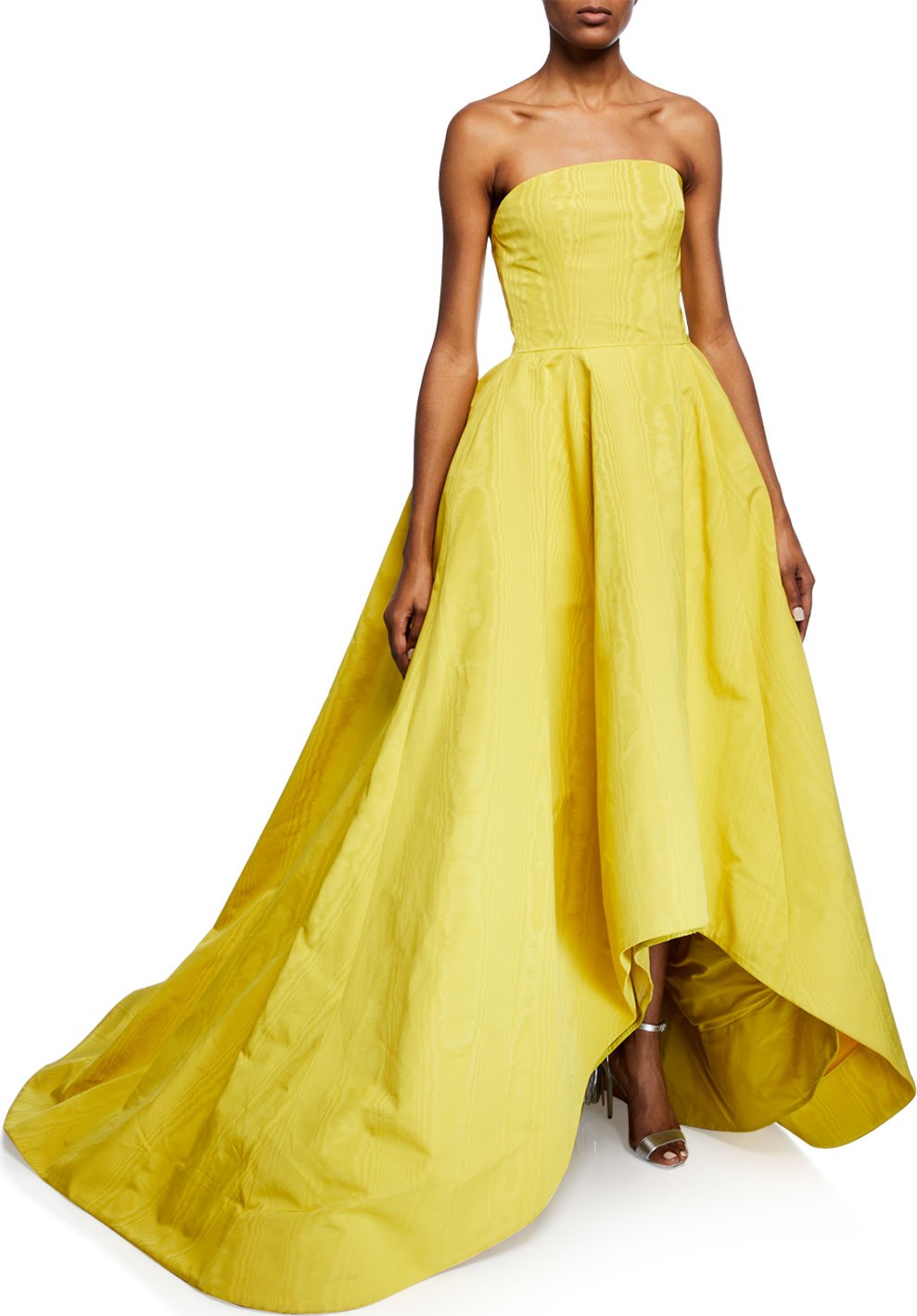Oscar De La Renta Strapless High-Low Faille Gown