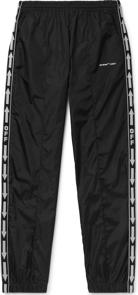 Off White Slim-Fit Webbing-Trimmed Shell Track Pants