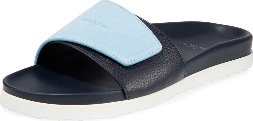 Buscemi Men's Scratch Leather Slide Sandals