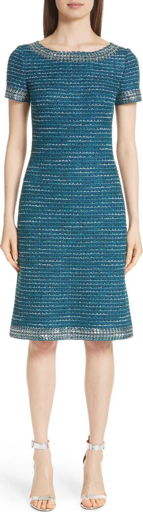 St. John Sequin & Sheen Tweed Knit Dress
