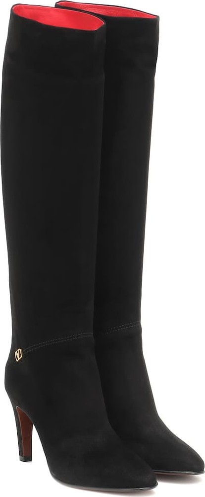 Valentino Valentino Garavani VLOGO suede knee-high boots