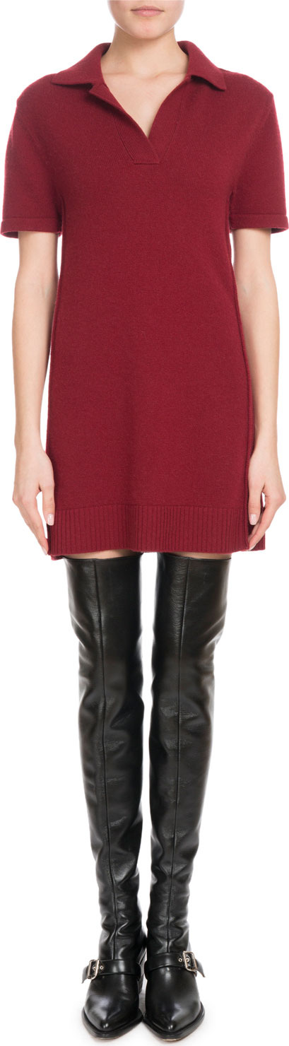 Chloe Iconic Cashmere Short-Sleeve Polo Dress