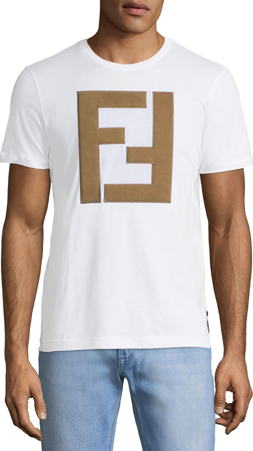 Fendi Faux-Leather Logo T-Shirt