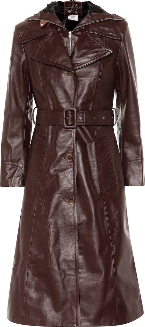 Vetements Hooded leather trench coat
