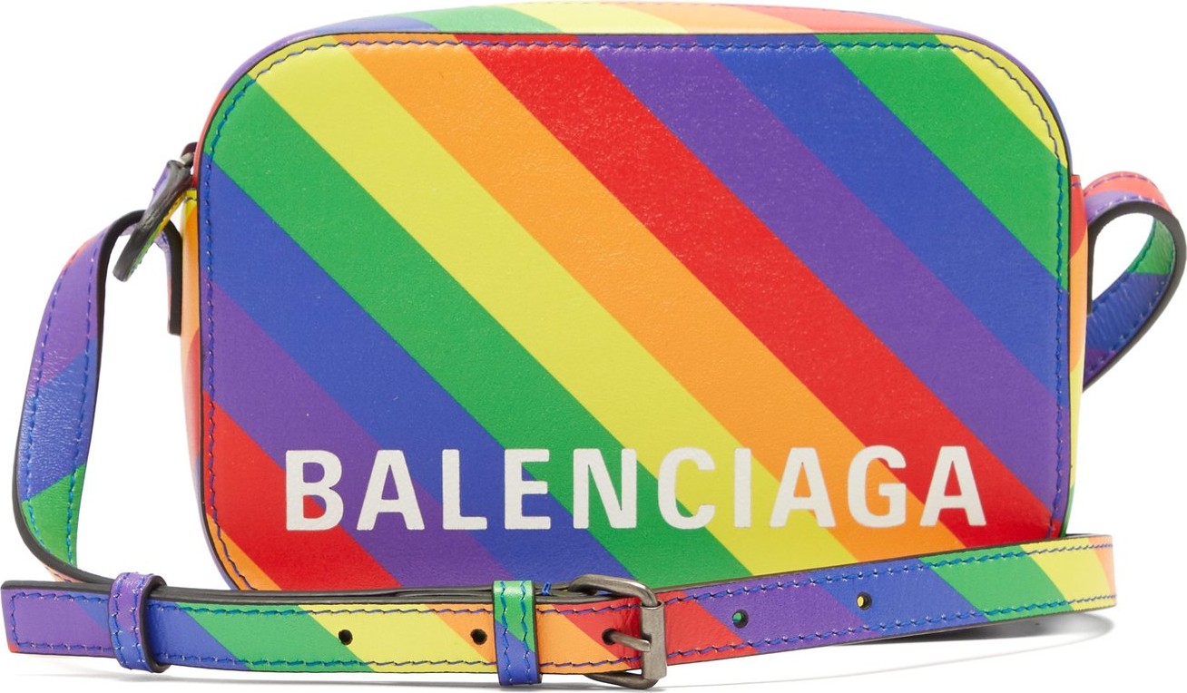 Balenciaga Ville XS rainbow-stripe leather cross-body bag