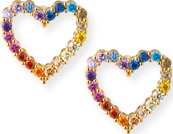 Tai Rainbow Pavé Heart Stud Earrings