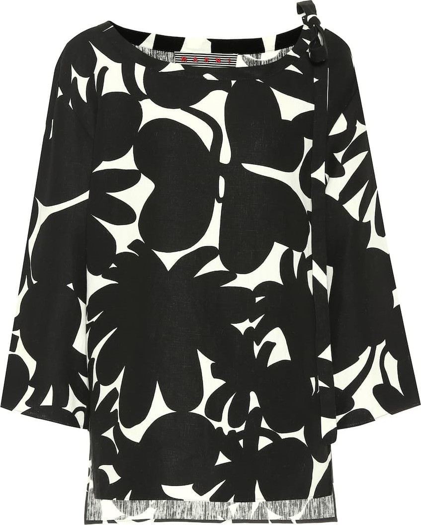 Marni Printed linen-blend top