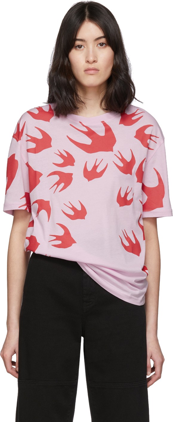 McQ - Alexander McQueen SSENSE Exclusive Pink Swallow T-Shirt