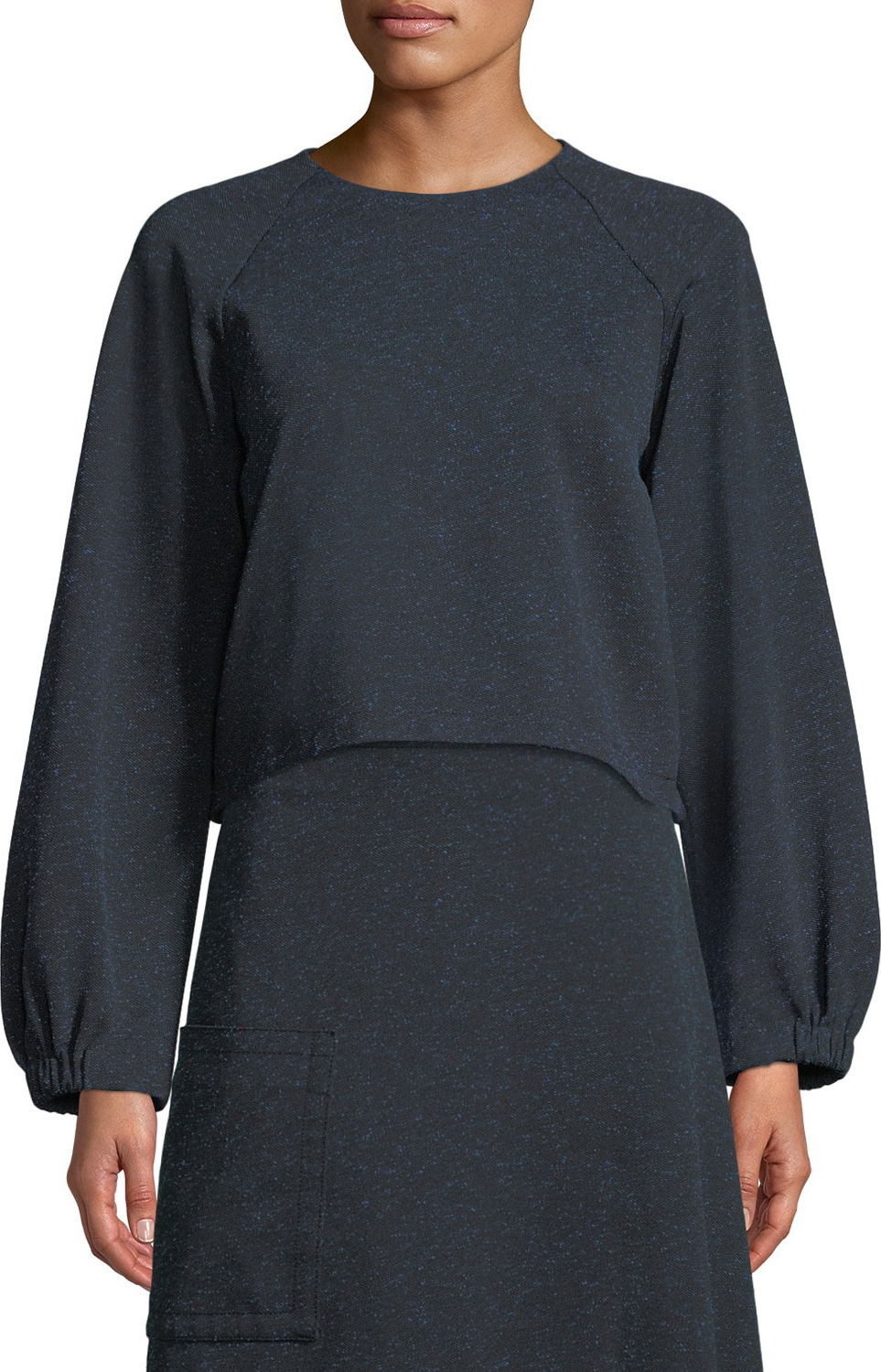 Tibi Eclipse Pique Cropped Sweatshirt