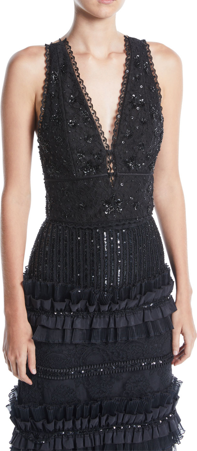 Alice + Olivia Klein Embellished Cross-Back Crop Top