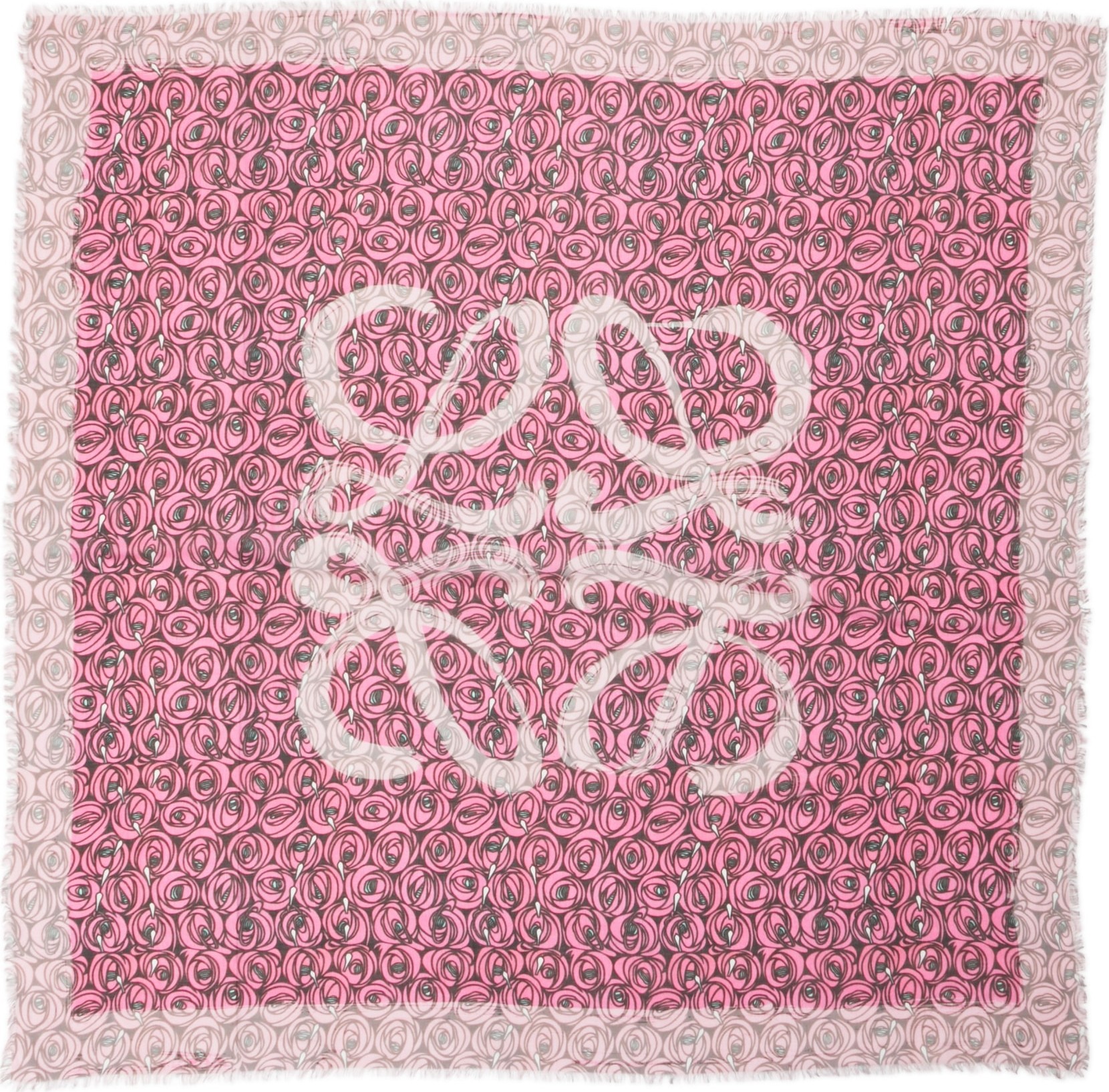 LOEWE Roses Allover Logo Wool & Silk Scarf