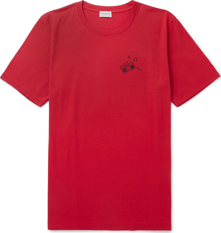 Saint Laurent Printed Cotton-Jersey T-Shirt