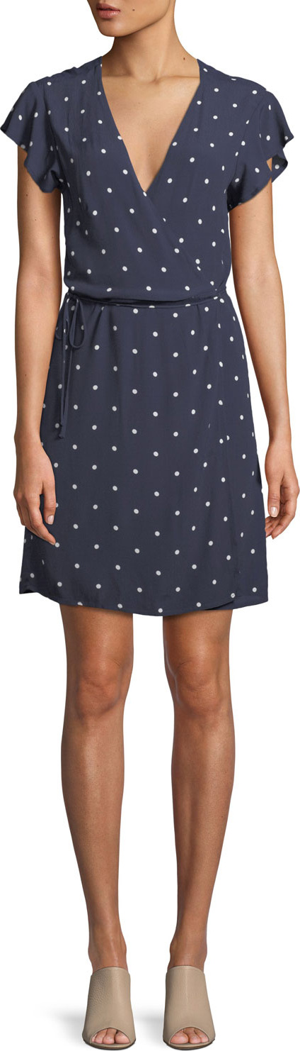 RAILS Brenna Polka-Dot Short-Sleeve Wrap Dress