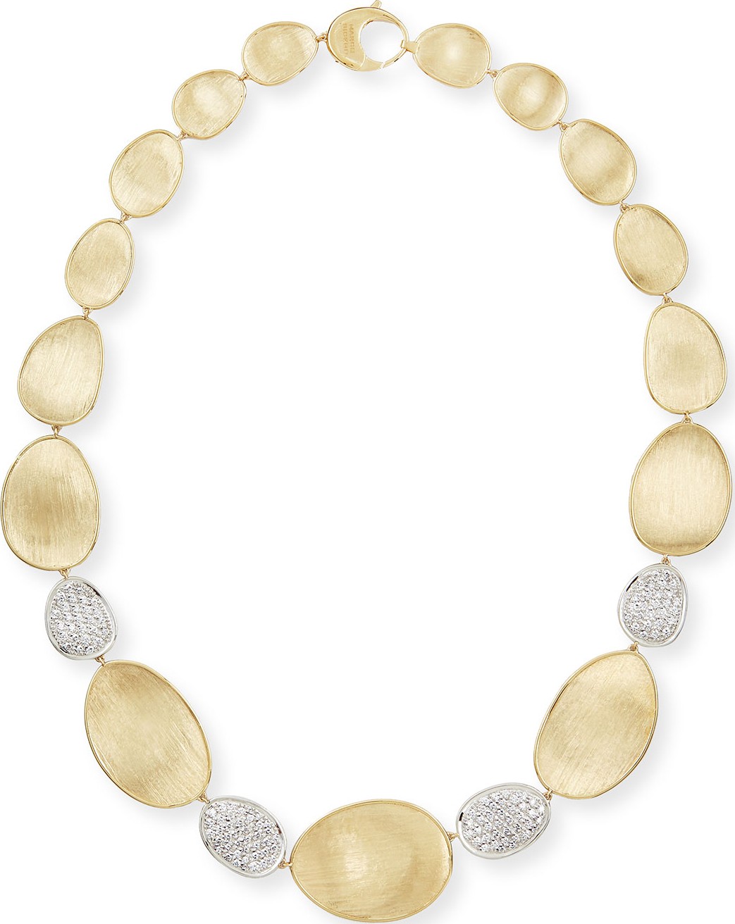 Marco Bicego Diamond Lunaria 18k Gold 4-Pave Necklace, 18"L