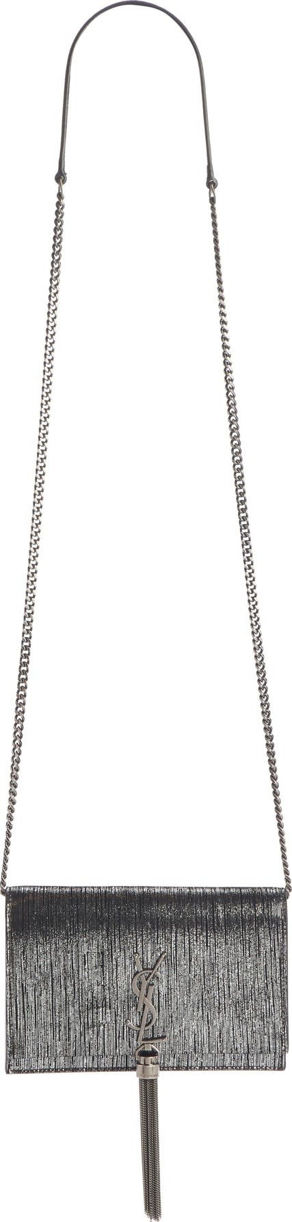 Saint Laurent Kate Lamé Calfskin Leather Wallet on a Chain