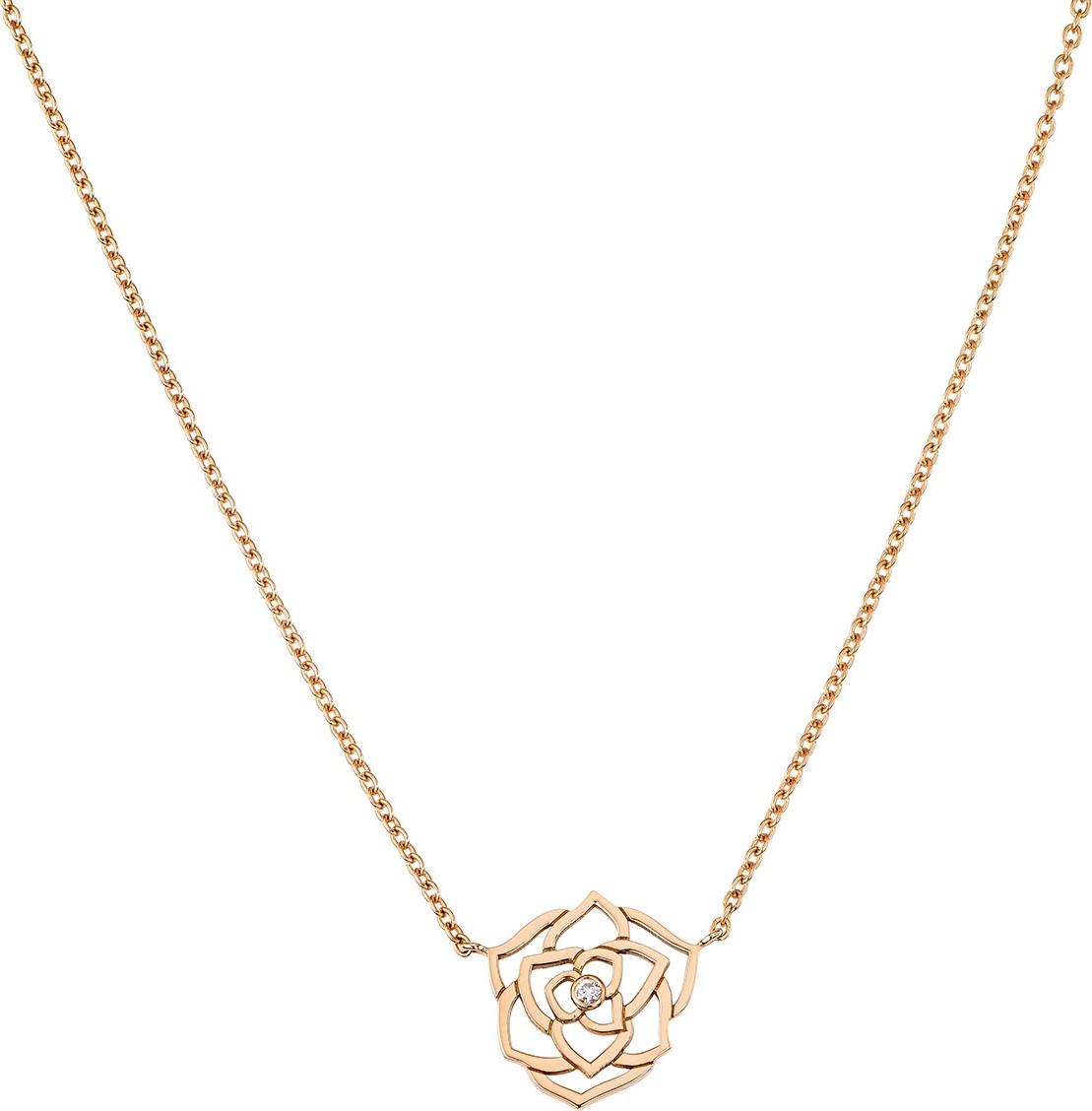 Piaget 18K Red Gold Rose Necklace with Diamond