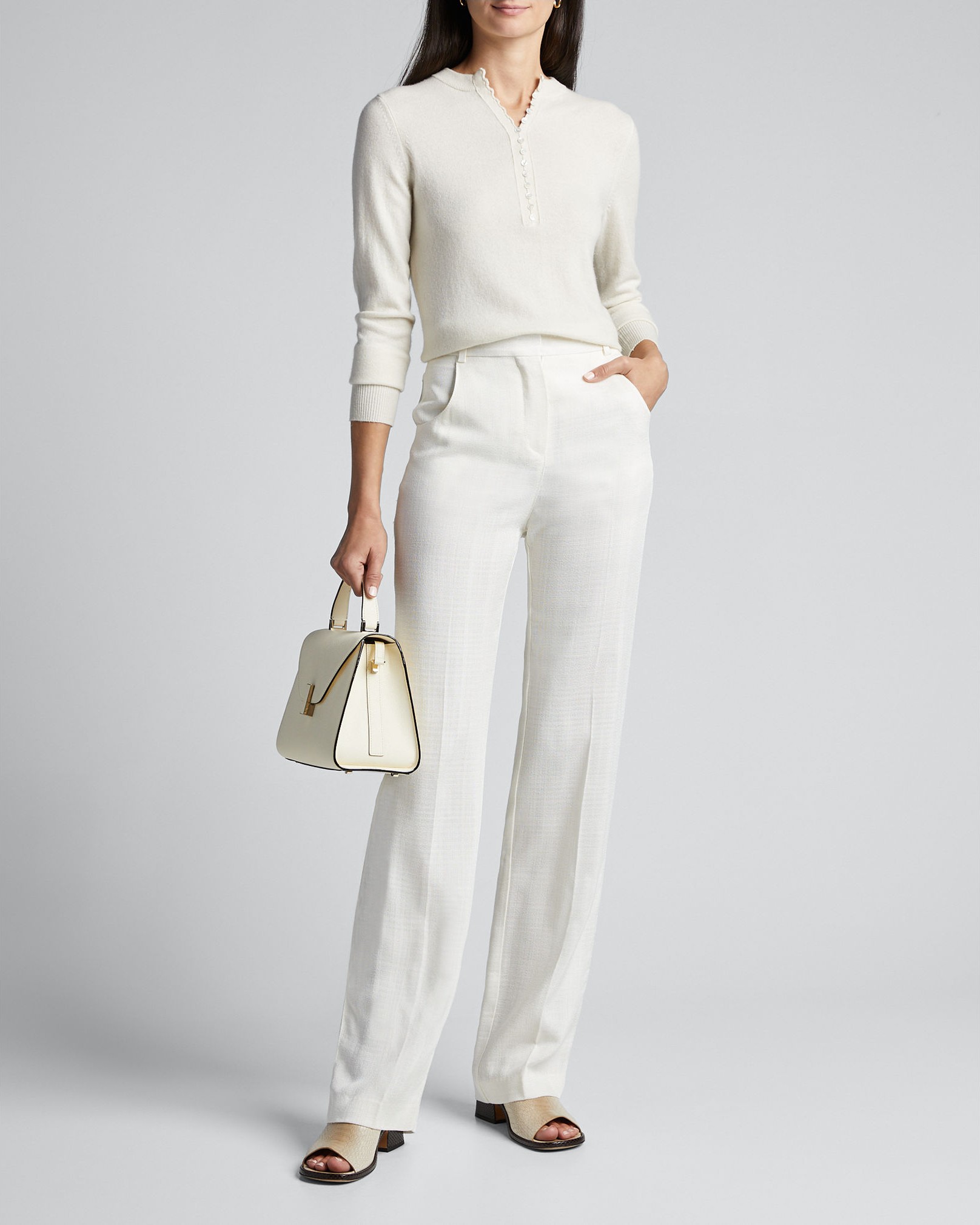 Theory Button-Placket Cashmere Henley Top