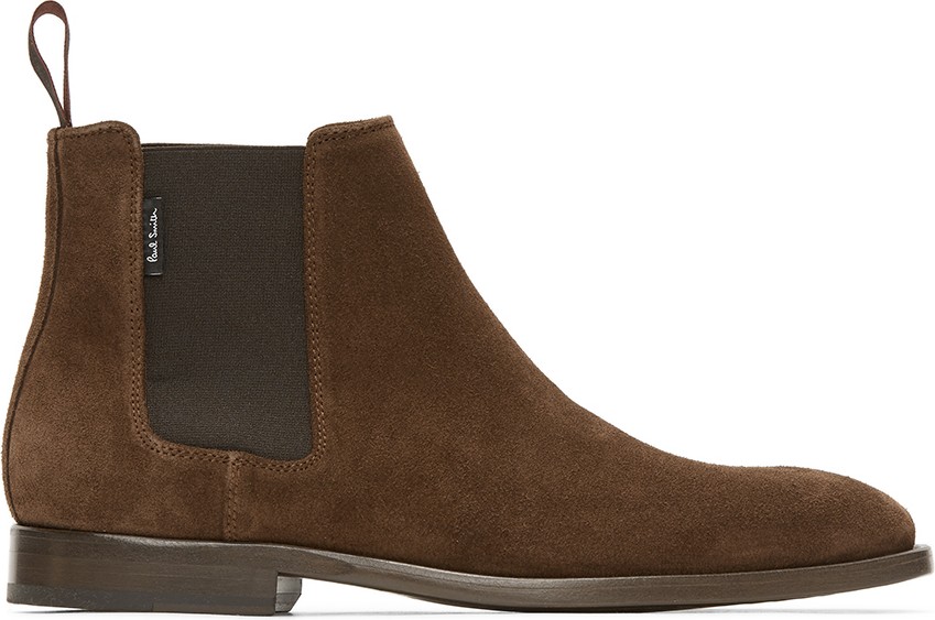 Ps By Paul Smith Brown Suede Gerald Chelsea Boots