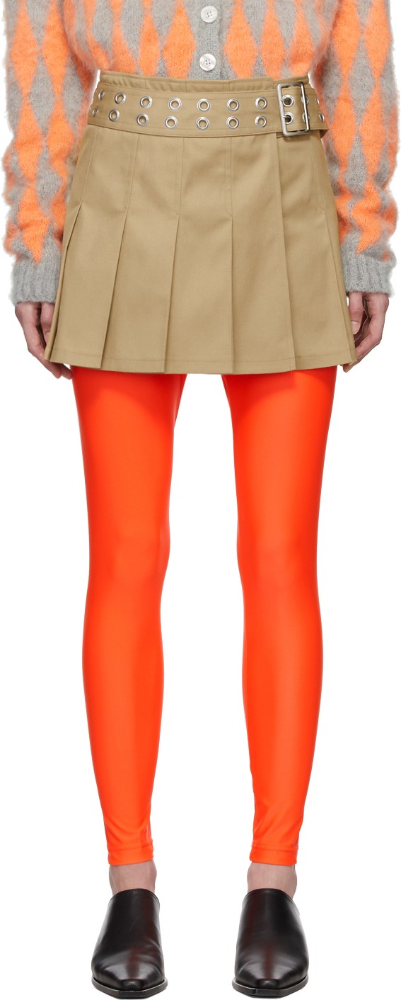 Junya Watanabe Beige Pleated Miniskirt
