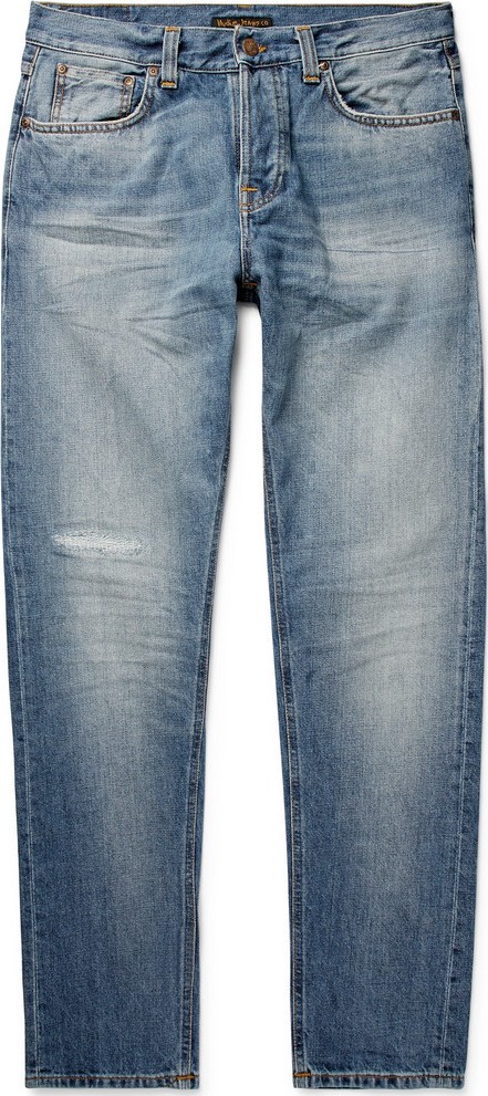 Nudie Jeans Steady Eddie II Tapered Distressed Organic Denim Jeans