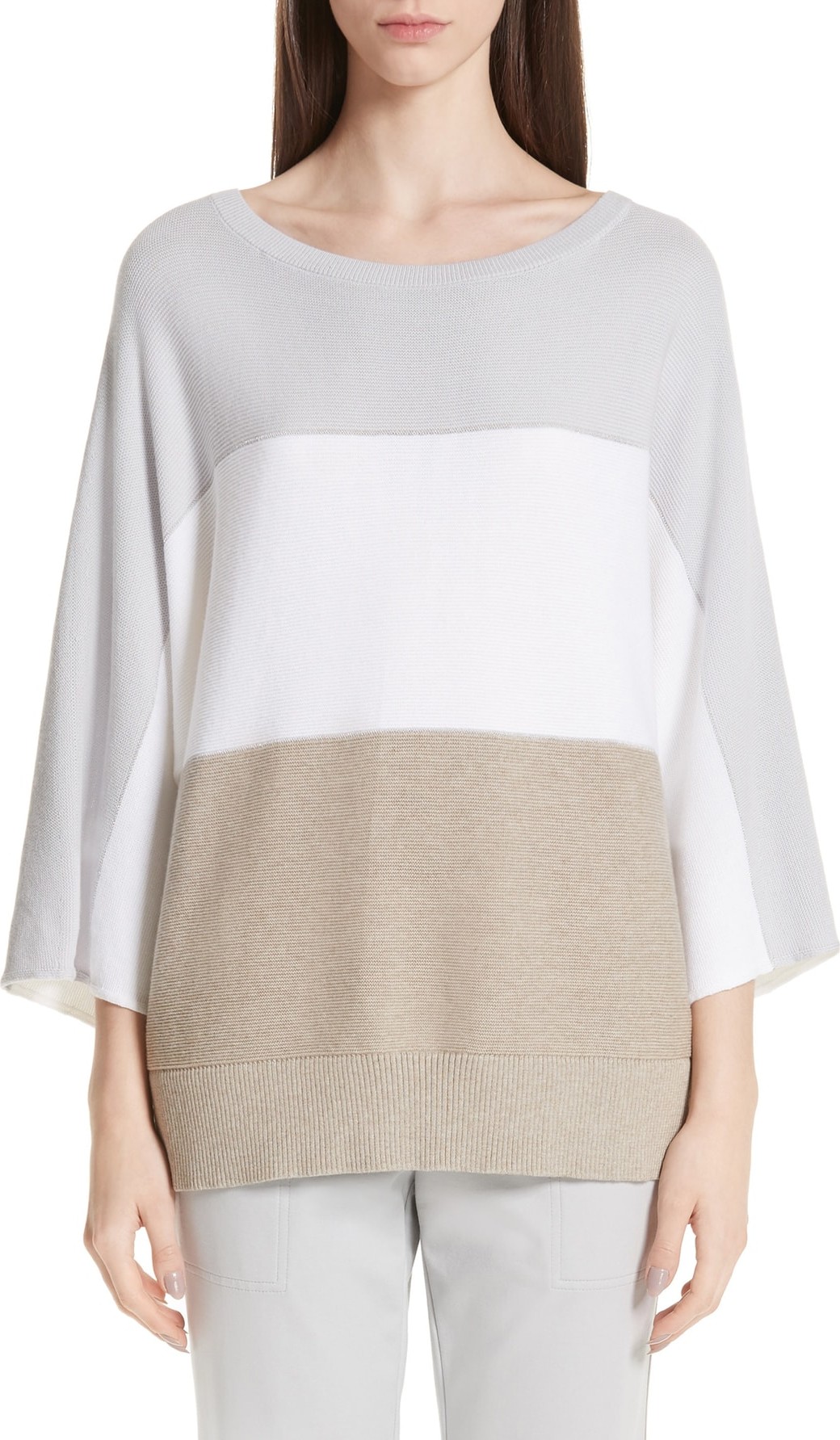 Lafayette 148 New York Stripe Dolman Sweater