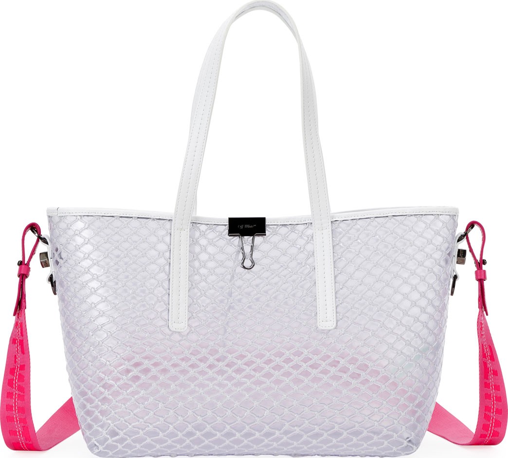 Off White PVC Net Shopper Tote Bag, White