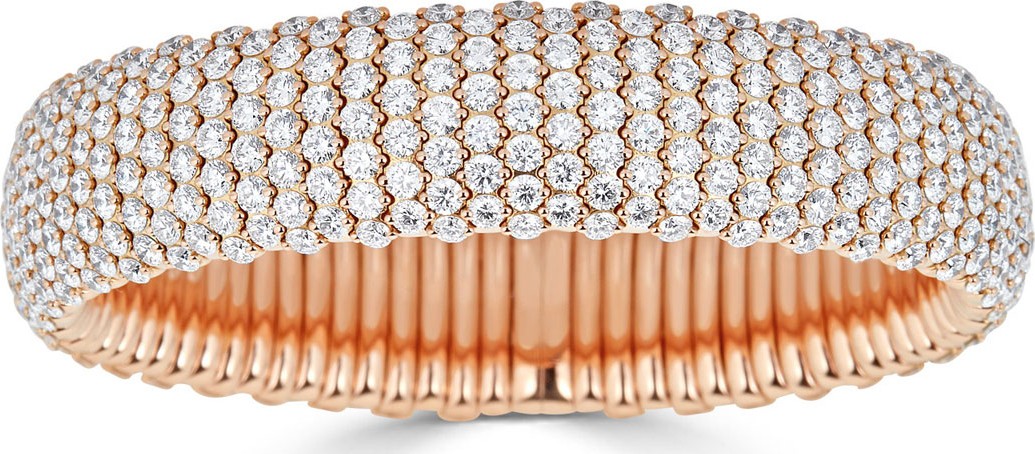 ZYDO Stretch 18k Rose Gold & Wide Diamond Bracelet, 19.57tcw