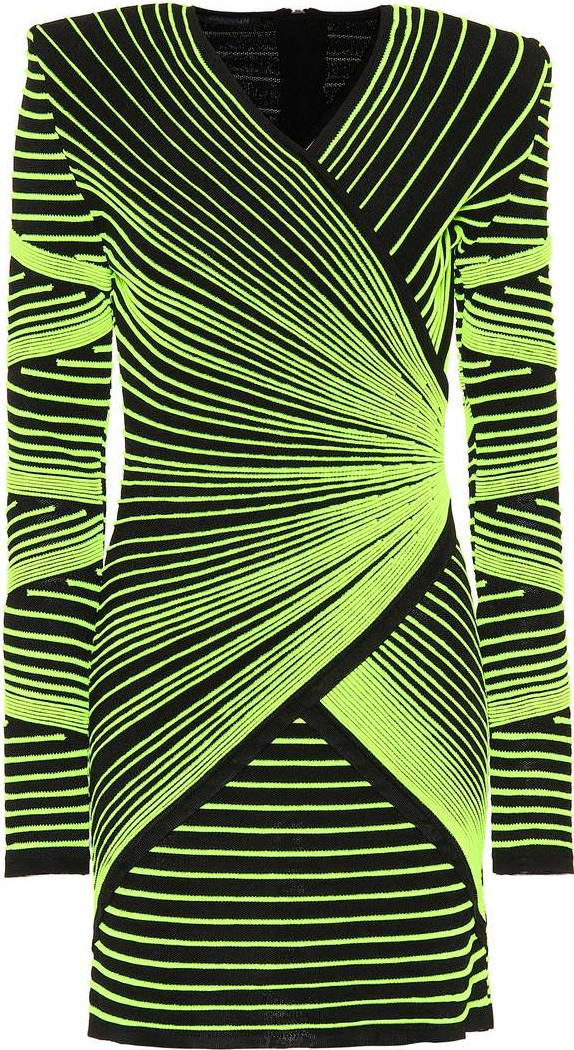 Balmain Striped stretch minidress