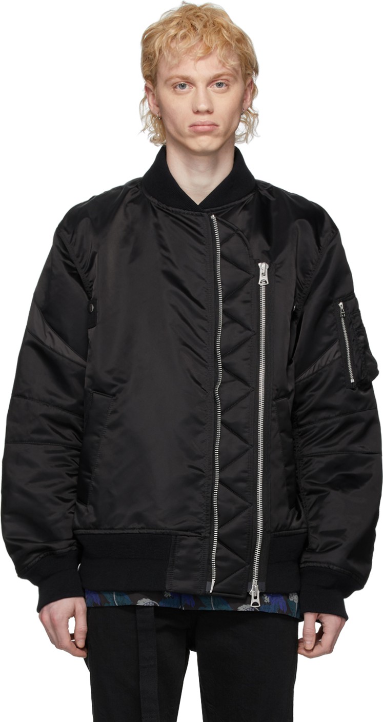 Sacai Black Nylon Twill Bomber